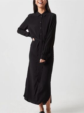 Minimum Black Belted Maxi Shirt Dress